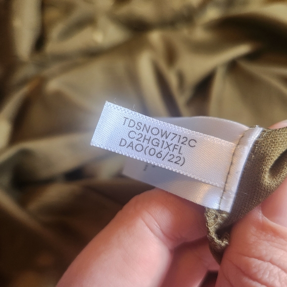 Tommy Hilfiger Olive Green Floral Chiffon Shift Dress Lace Size 14 - Picture 8 of 10